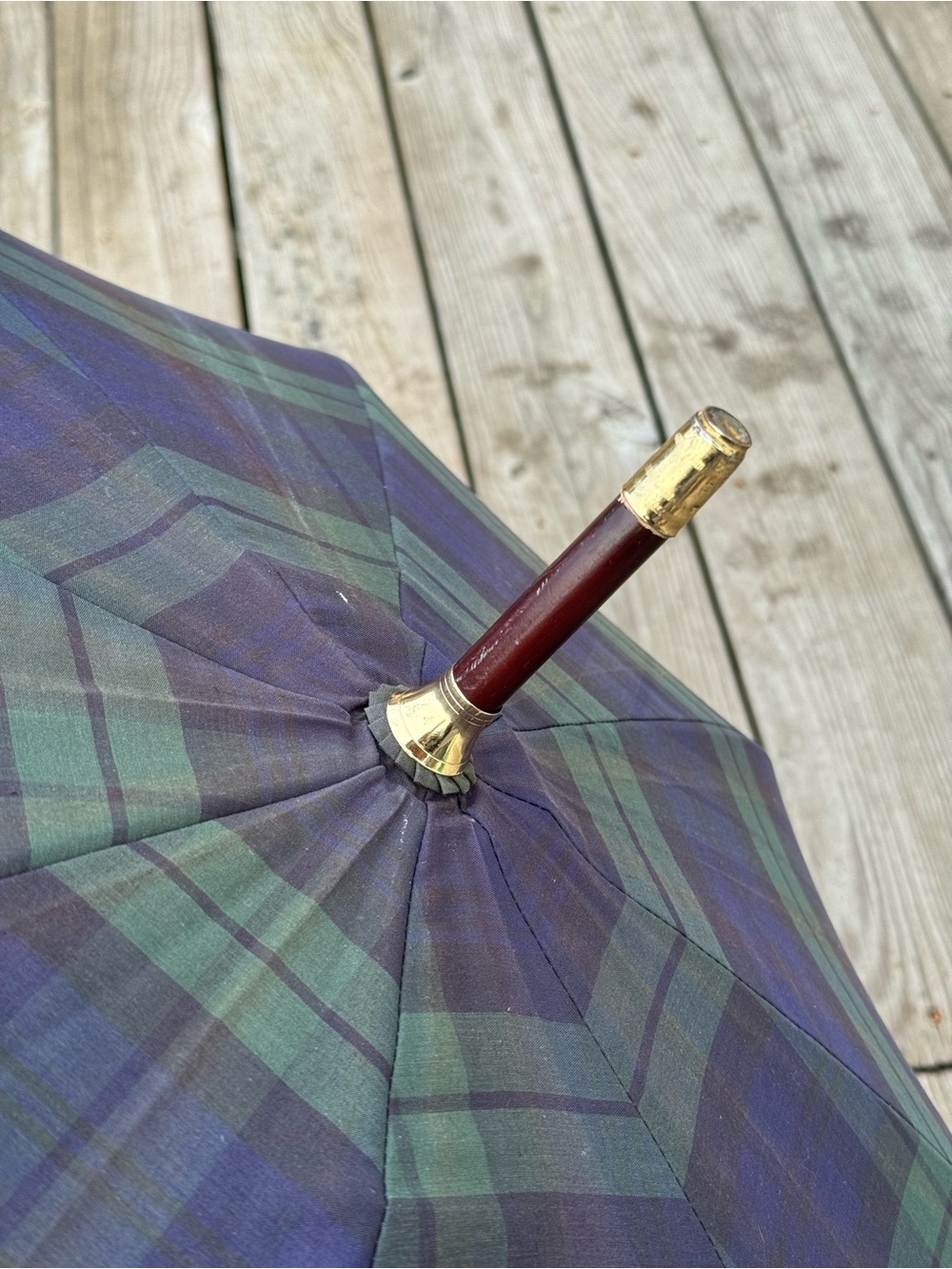 Polo Ralph Lauren Umbrella Tartan Plaid Blackwatch Doorman Hook Crook Handle - Picture 4 of 14